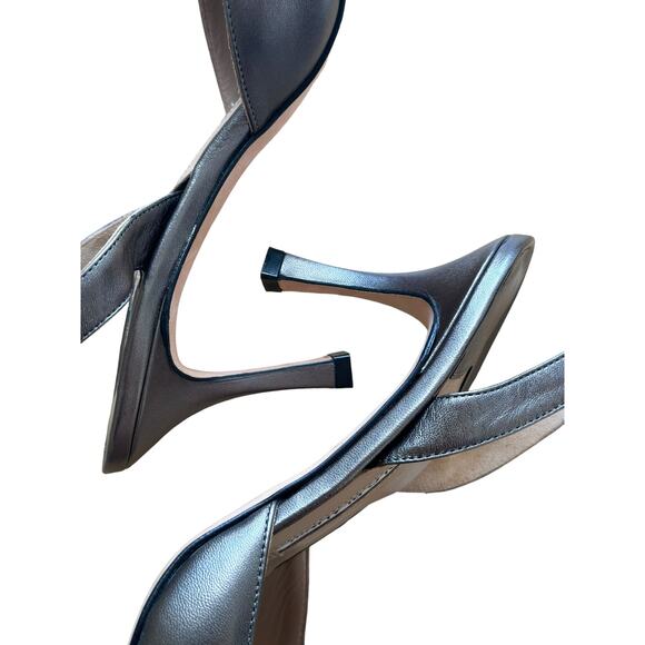 Manolo Blahnik Carolyne 70 Anthracite Slingback Pointed Toe Pump 37 - Picture 9 of 12